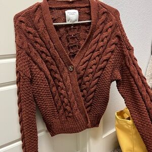 Abercrombie & Fitch Brown Cable Knit Cardigan Sweater